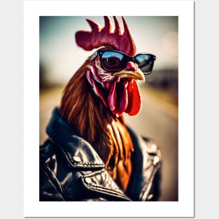 funny rooster Posters and Art